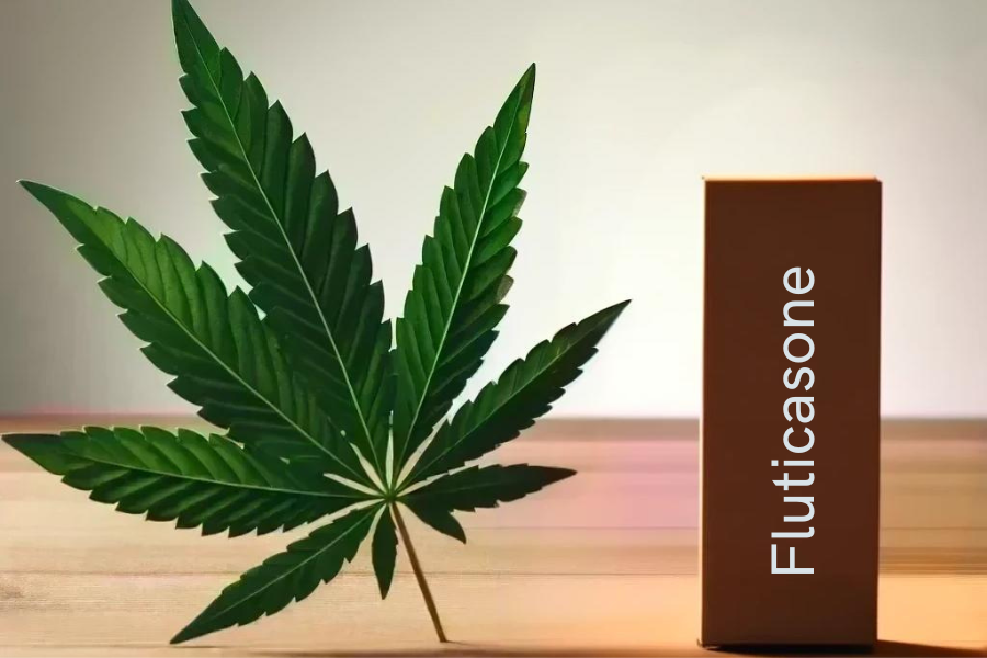 Cannabis et Fluticasone (par exemple Flovent, Flixotide, Flutide)