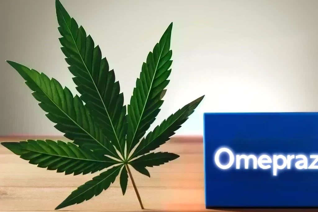 Cannabis et oméprazole (par exemple Prilosec, Antra, Omeprazol-ratiopharm)